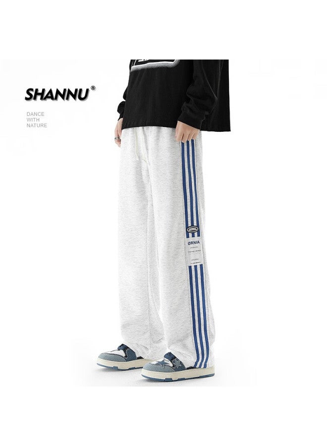 Shannu American-style Men's Pants, Autumn And Winter Fleece-lined Thick Casual Sports Straight-leg Trousers, Light Gray [fleece-lined], 4XL - Image 5