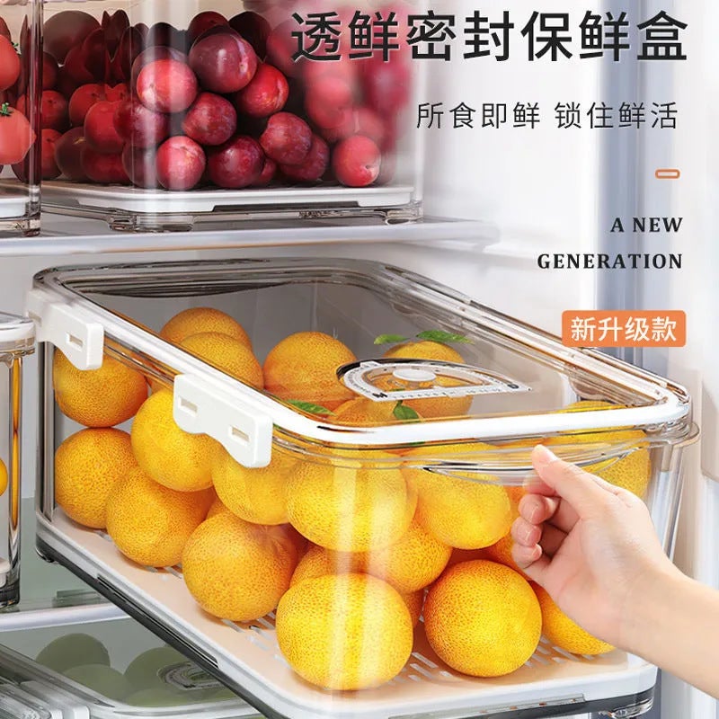 Transparent Thickened Refrigerator Storage Box – Sealed Dustproof Crisper with Lid - Image 1