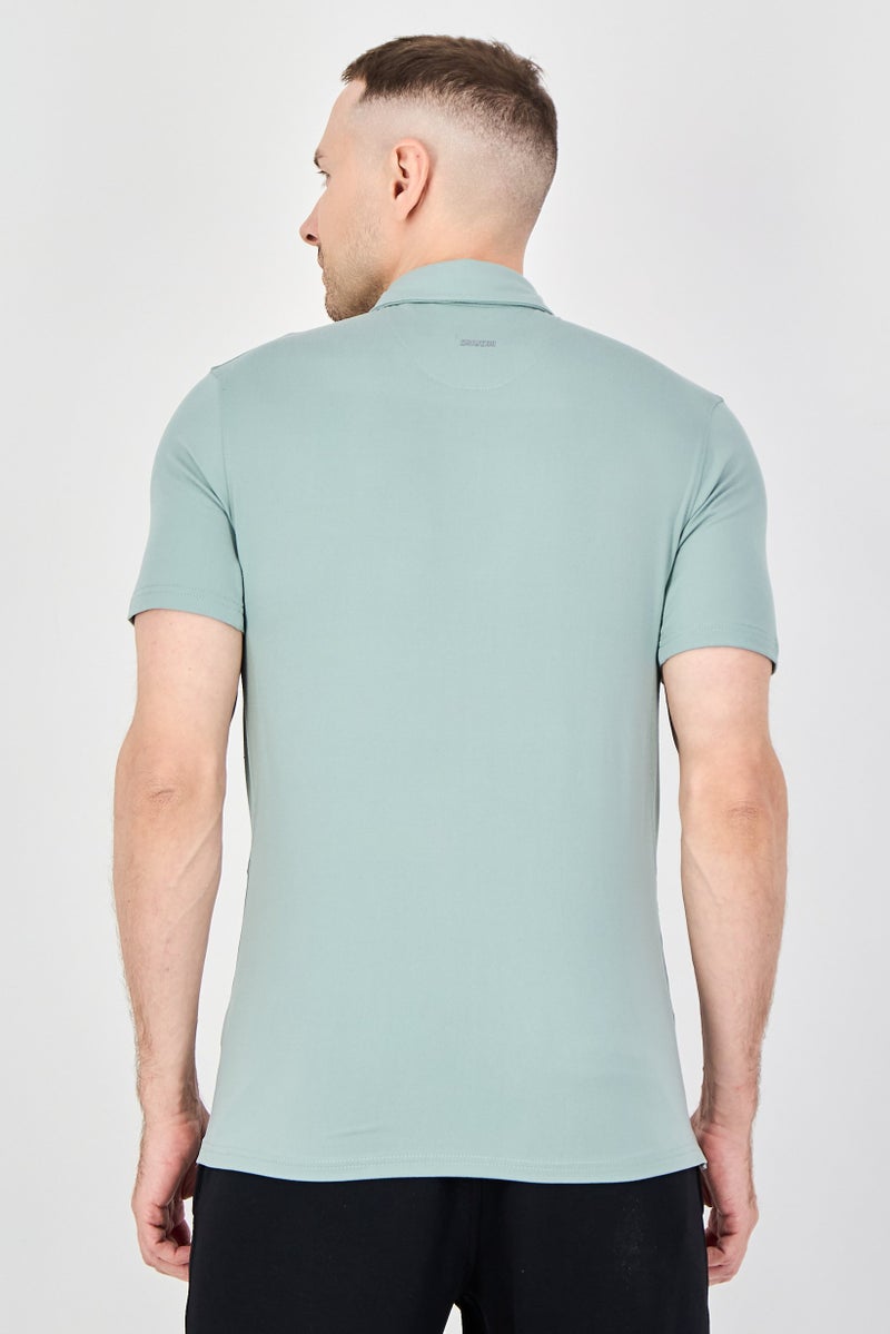 MOTION Men Sportswear Fit Short Sleeve Outdoor Cloud Polo Shirt, Sage Green - Image 3