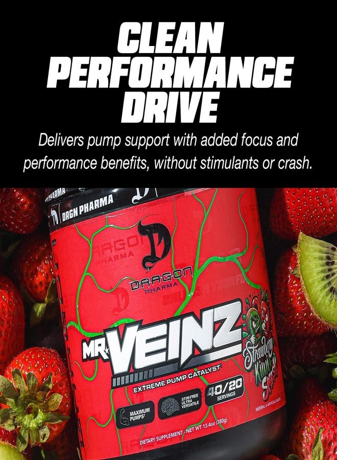 Dragon PHARMA Mr. Veinz Stim Free Pre-Workout, Extreme Pump & Nootropic Catalyst, Maximize Pumps via Vasodilation & Cell Volumization, Stimulant-Free Formula for Focus (40 Servings, Wicked Pineapple) - Image 4