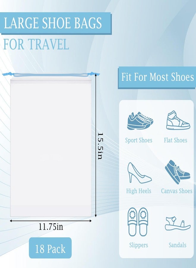 Coidea 18 Pack Shoe Bags for Travel, 15.7" x 11.8" Clear Travel Shoe Bags for Packing with Colorful Drawstring, Large Waterproof Portable Travel Shoe Storage Bag Travel Essentials Women for and Men - Image 2