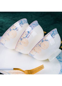 Golden Rose Fine Bone China Dinnerware Set for 4, 16-Piece Blue and White Porcelain Dinnerware Set, Dinner Plates and Salad/Dessert Plate Set with Bowls Service for 4  - Image 5