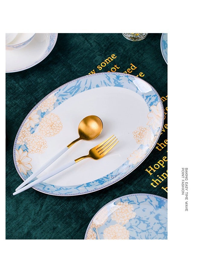 British Chef High Quality Porcelain Tableware Set 16-Piece Tableware Set Gift Box Ceramic Tableware Set, Microwave and Dishwasher Safe Includes 4 Plates 4 Bowls 4 Spoons and 4 Pairs of Chopsticks Suitable for 4 People Suitable for Holiday Gifts or Parties  - Image 4