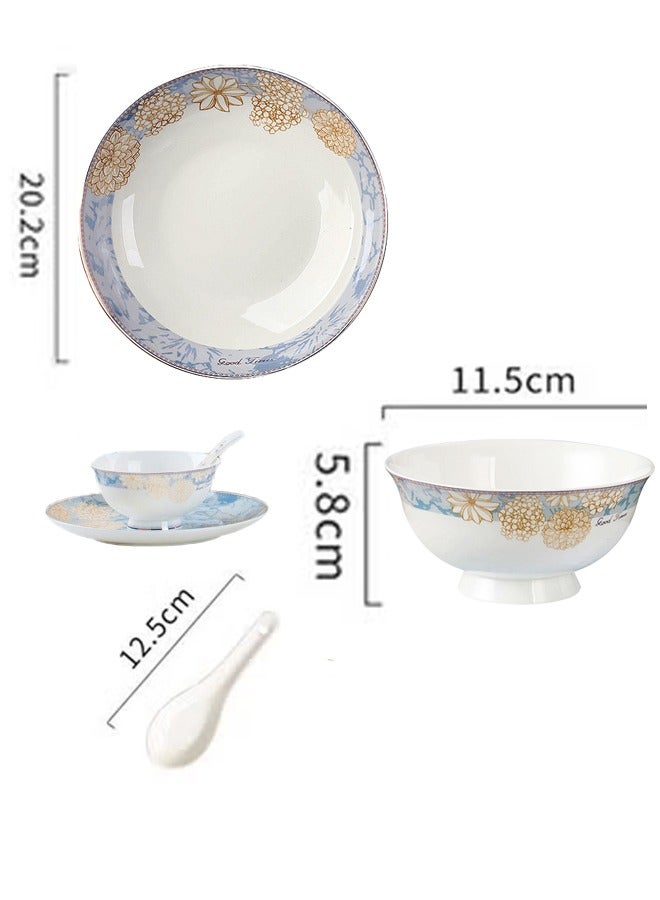 British Chef High Quality Porcelain Tableware Set 16-Piece Tableware Set Gift Box Ceramic Tableware Set, Microwave and Dishwasher Safe Includes 4 Plates 4 Bowls 4 Spoons and 4 Pairs of Chopsticks Suitable for 4 People Suitable for Holiday Gifts or Parties  - Image 2