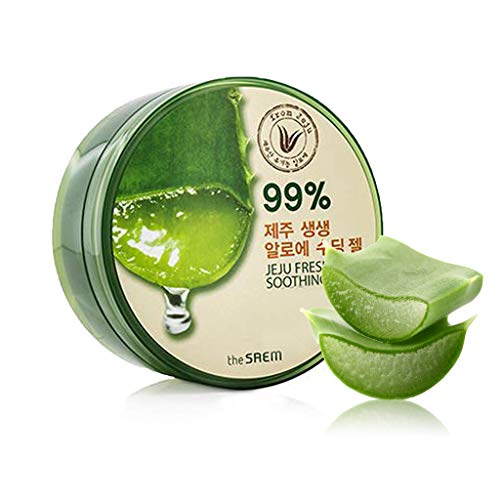THESAEM Jeju Fresh Aloe Soothing Gel 10.1 fl. oz. - 99% Pure Aloe Vera Leaf Juice from Jeju Island - Multi-Purpose Moisturizing Gel for Face, Body & Hair - Cooling Relief for Irritation & Dry Skin - Image 1