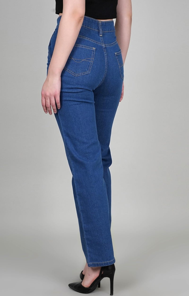 ADBUCKS Women Straight Fit High-Rise Jeans (30, Blue) - Image 4