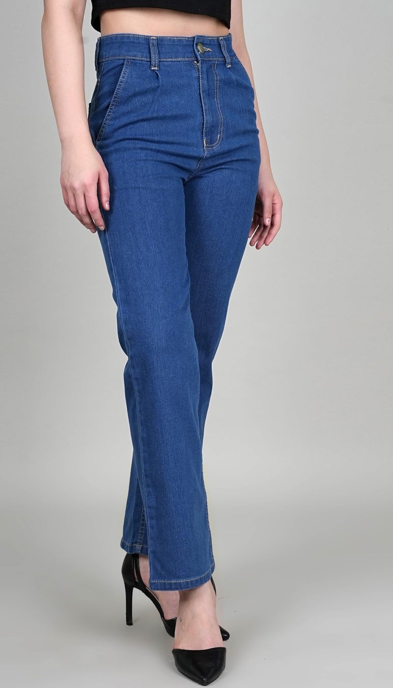 ADBUCKS Women Straight Fit High-Rise Jeans (30, Blue) - Image 3