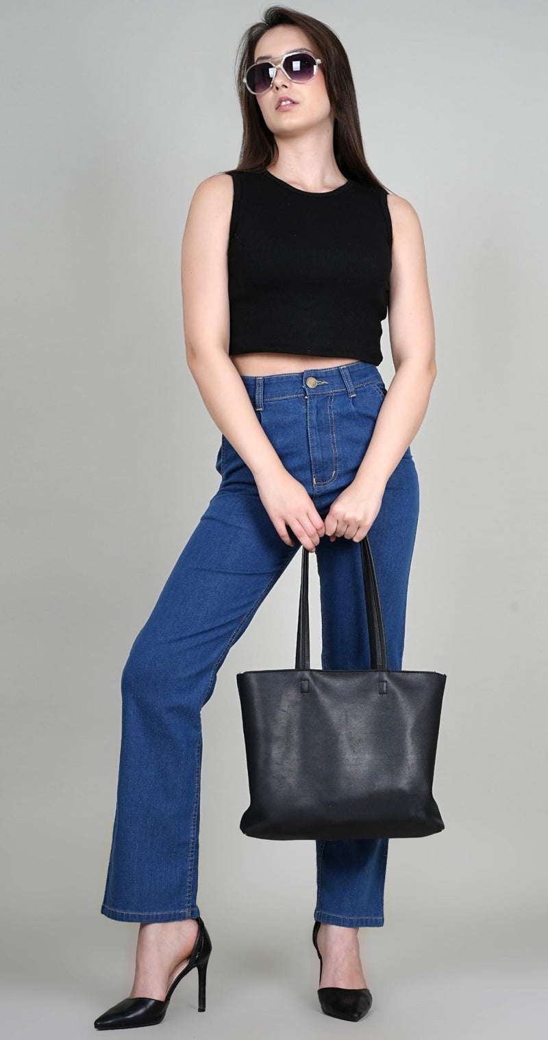 ADBUCKS Women Straight Fit High-Rise Jeans (30, Blue) - Image 2
