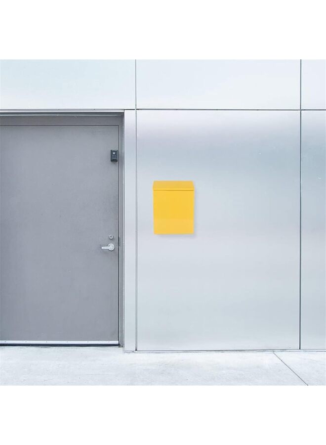 صندوق بريد أصفر مثبت على الحائط مع قفل، صندوق اقتراحات، صندوق بريد معدني مجلفن، ديكور منزلي ريفي، مكتب، قفل أمان لإسقاط الطرود، صندوق بريد مع قفل - Image 5