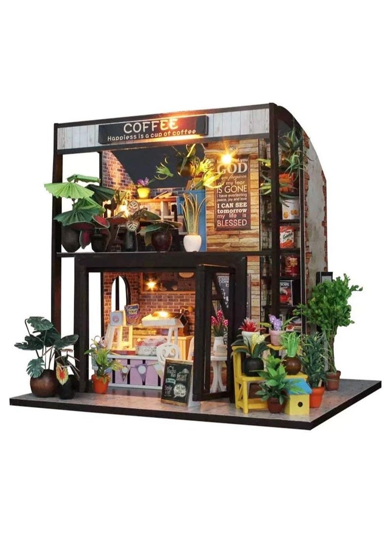 عام أثاث مصغر DIY لبيت الدمية، طقم بيت دمية خشبي DIY بالإضافة إلى الغبار والموسيقى ورياضات، هدية إبداعية لغرفة عيد الحب. - Image 1