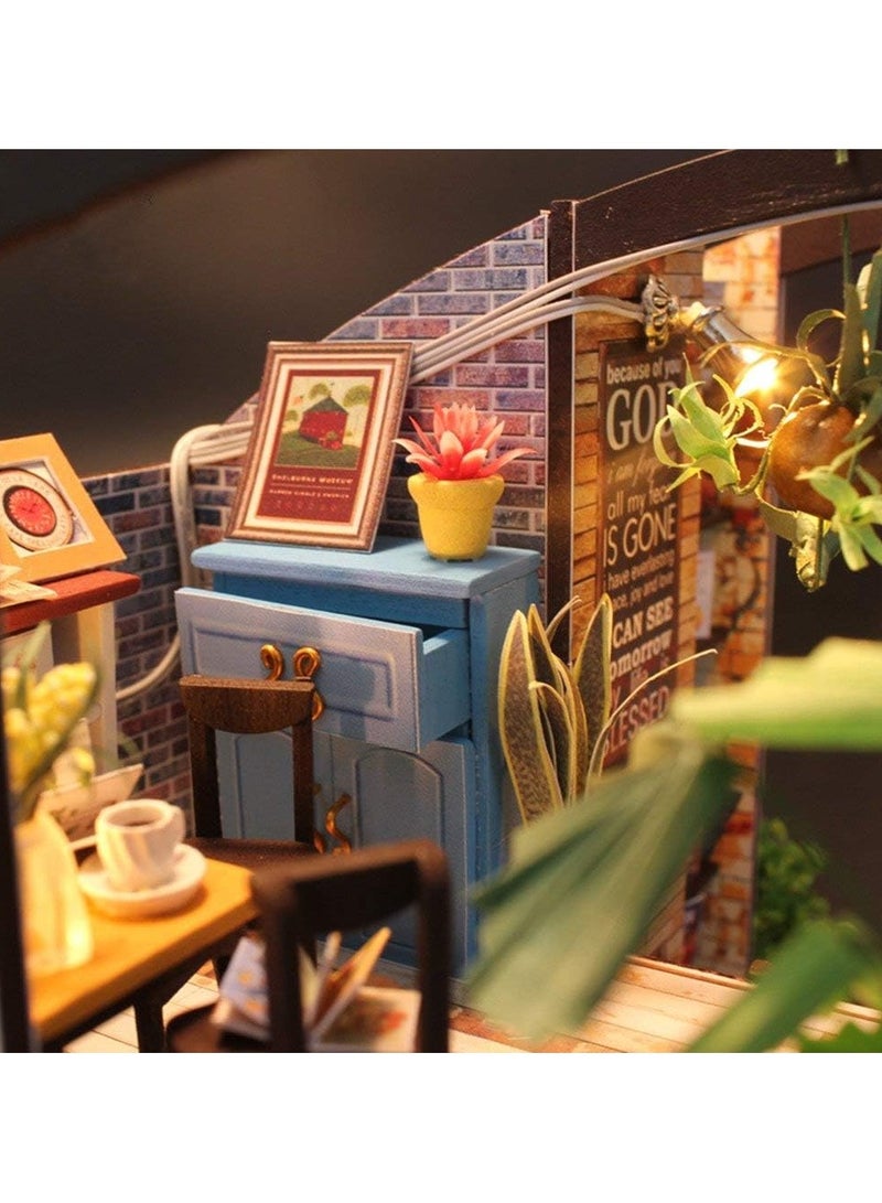 عام أثاث مصغر DIY لبيت الدمية، طقم بيت دمية خشبي DIY بالإضافة إلى الغبار والموسيقى ورياضات، هدية إبداعية لغرفة عيد الحب. - Image 2