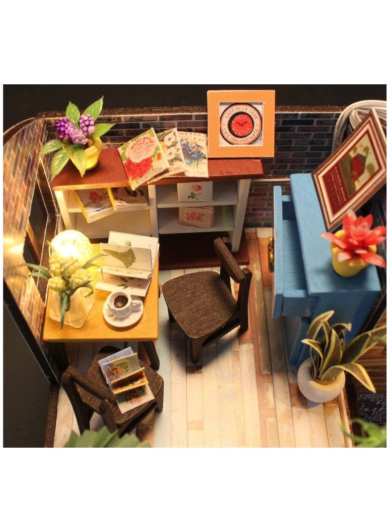 عام أثاث مصغر DIY لبيت الدمية، طقم بيت دمية خشبي DIY بالإضافة إلى الغبار والموسيقى ورياضات، هدية إبداعية لغرفة عيد الحب. - Image 4