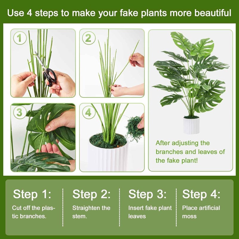 Guheake Sufficient order stock 28" Fake Plants Large, Artificial Monstera Faux Plants Indoor Tall for Floor Home Office Farmhouse Bedroom Decor Multi-demand satisfied design - Image 4