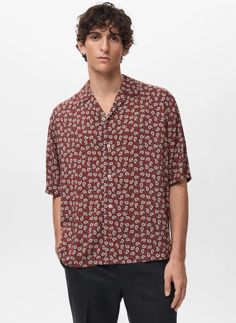 Mango Man Printed fluid regular-fit shirt