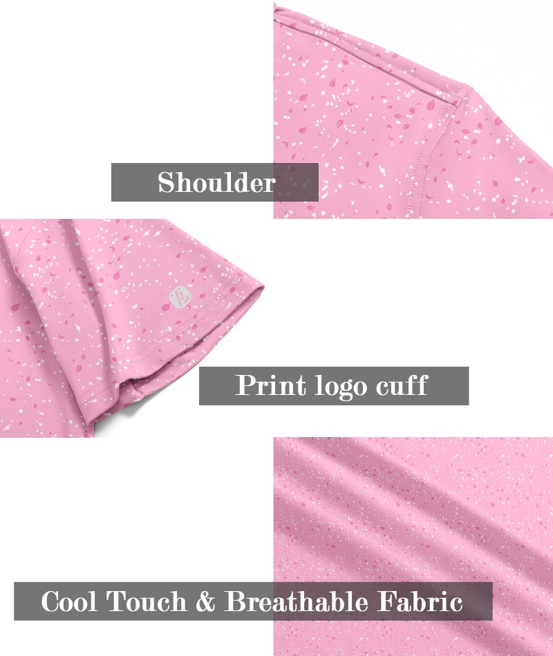 ZITY Mens Golf Shirt Short Sleeve Moisture Wicking Performance Daily Casual Print Patterns Collared Golf Polo Shirts for Men Pink White Large - Image 5
