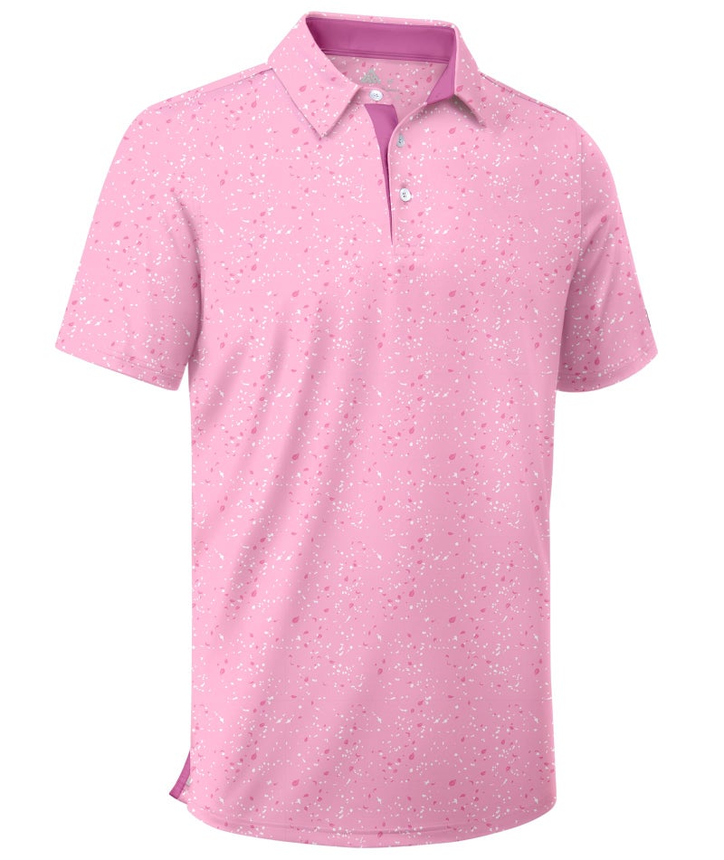ZITY Mens Golf Shirt Short Sleeve Moisture Wicking Performance Daily Casual Print Patterns Collared Golf Polo Shirts for Men Pink White Large - Image 1