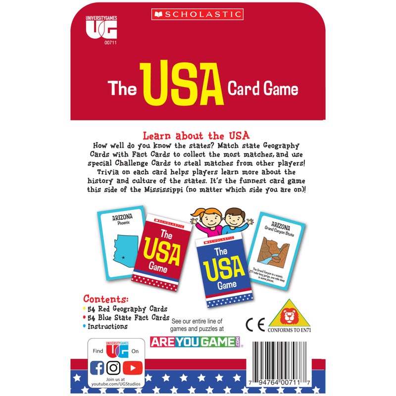 University Games, Scholastic USA Travel Card Game, Learn State Capitals and Historic Facts, Great Geography Challenge Card Game for Kids Ages 6 and Up - Image 5