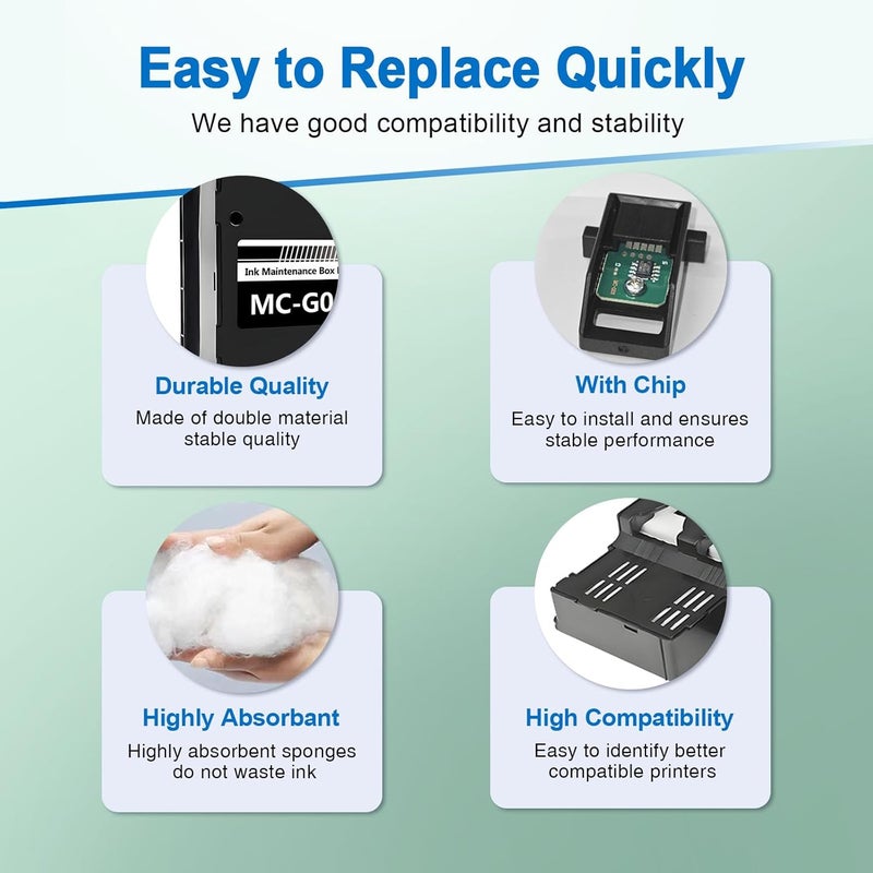 YOUEXPERT Easy clean surface YOUEXPERT MC-G04 Ink Maintenance Cartridge with New Chip MC G04 Use with MegaTank G3270 G2270 G1230 Printer (1 Pack) Cost effective fine quality - Image 3