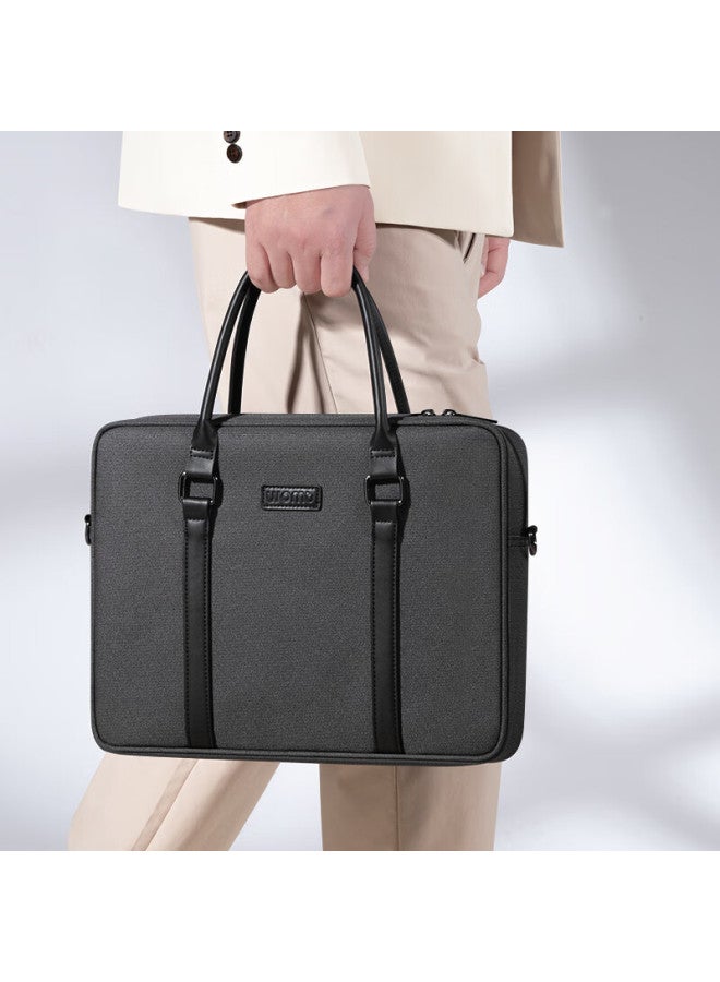 Womt Men's Briefcase, Business Commute, 14/15 Inch Large Capacity Laptop Bag, Shoulder Crossbody Doent Bag - Image 2