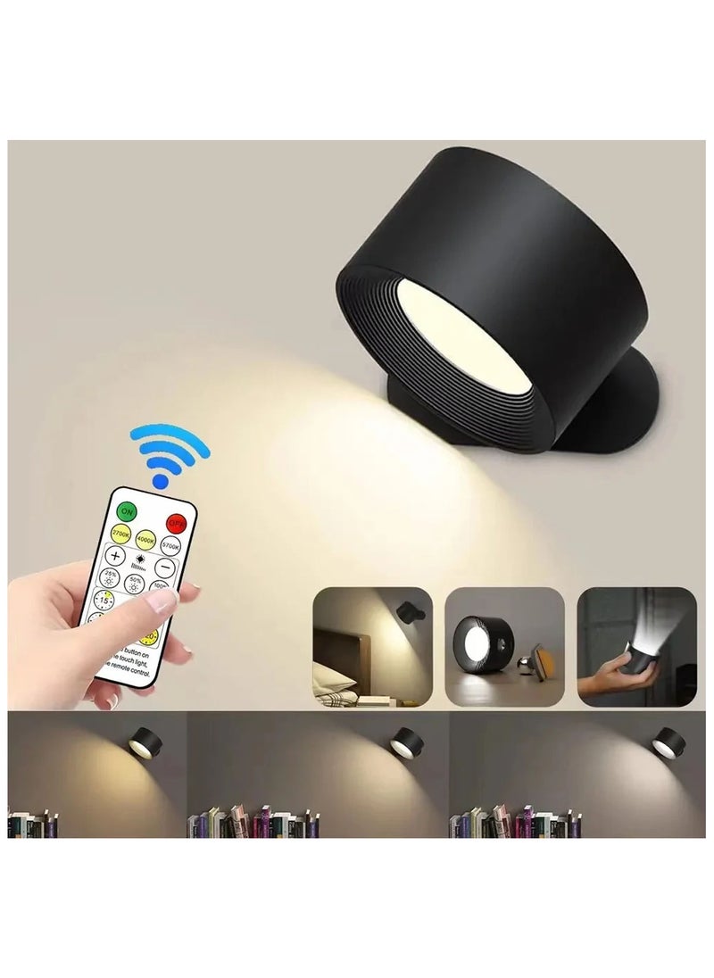 Generic - LED Wall Sconce, Wall Mounted Lamp with USB Port, Remote &Touch Control,3 Color Temperature and 3 Brightness Level, 360°Rotate Magnetic Ball, Cordless Wall Light for Reading Bedside, Black - Image 1
