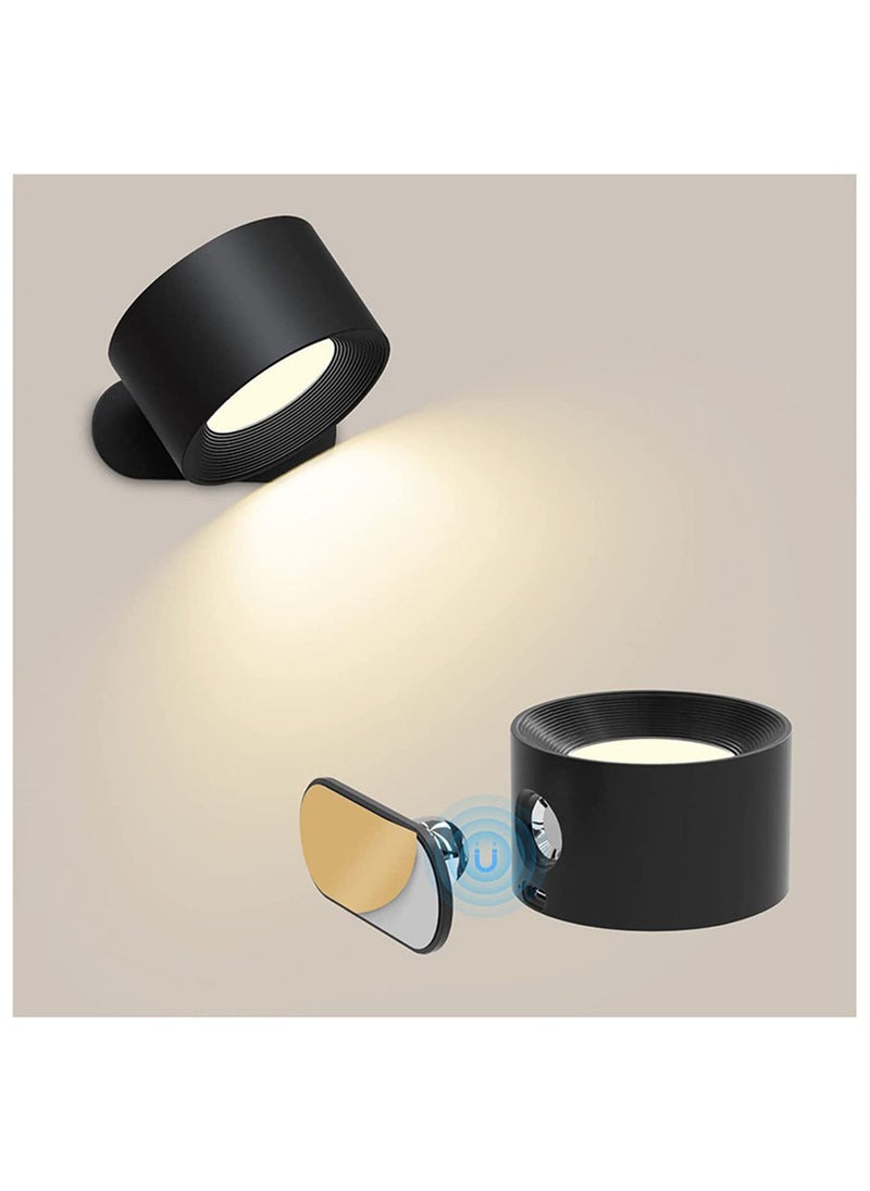 Generic - LED Wall Sconce, Wall Mounted Lamp with USB Port, Remote &Touch Control,3 Color Temperature and 3 Brightness Level, 360°Rotate Magnetic Ball, Cordless Wall Light for Reading Bedside, Black - Image 1