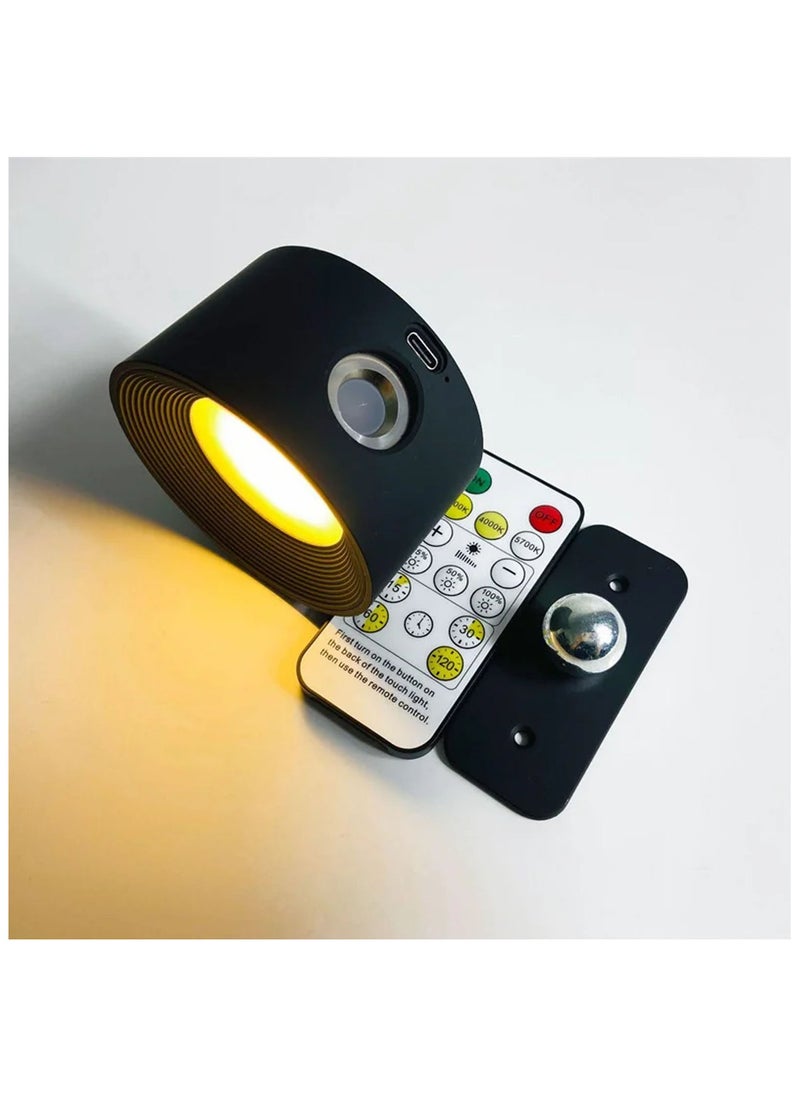 Generic - LED Wall Sconce, Wall Mounted Lamp with USB Port, Remote &Touch Control,3 Color Temperature and 3 Brightness Level, 360°Rotate Magnetic Ball, Cordless Wall Light for Reading Bedside, Black - Image 1