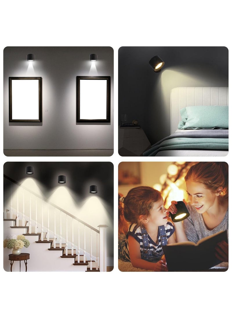 Generic - LED Wall Sconce, Wall Mounted Lamp with USB Port, Remote &Touch Control,3 Color Temperature and 3 Brightness Level, 360°Rotate Magnetic Ball, Cordless Wall Light for Reading Bedside, Black - Image 1