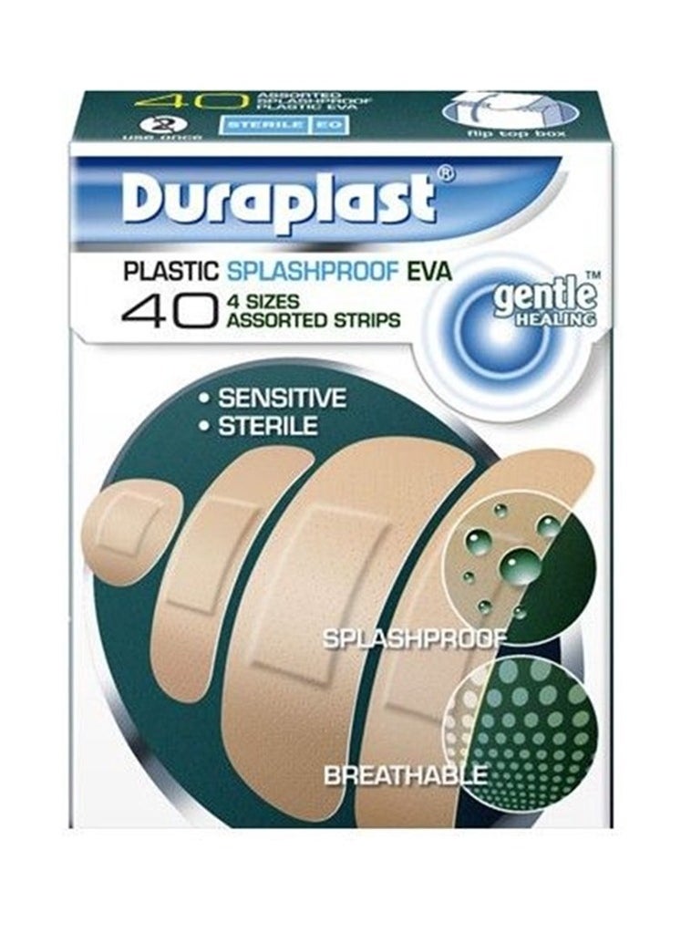 Duraplast Plastic Splashproof Eva Bandage 40 Strips, 4 Sizes 