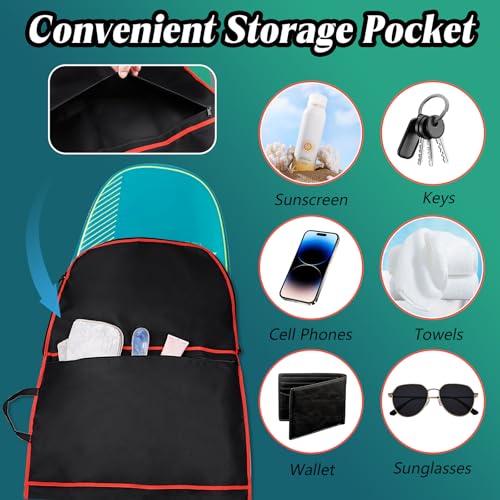 Dawitrly Surfboard Bag, Surfboard Cover Bodyboard Carry Bags, 48 * 26 inch Paddleboard Bag with Handle Carrying Strap, Double Zipper and Storage Pocket for Outdoor Travel (Red Strip) - Image 5