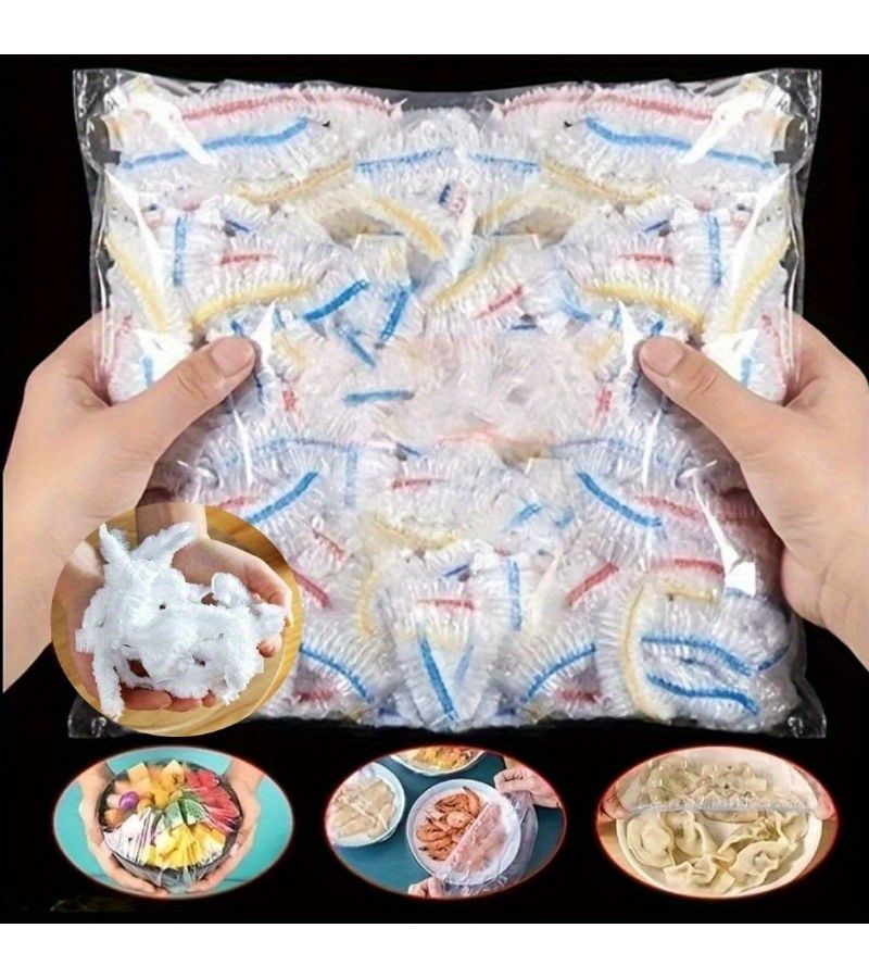 203Pcs Colorful Reusable Elastic Food Covers Stretchable Leakproof Kitchen - Image 2