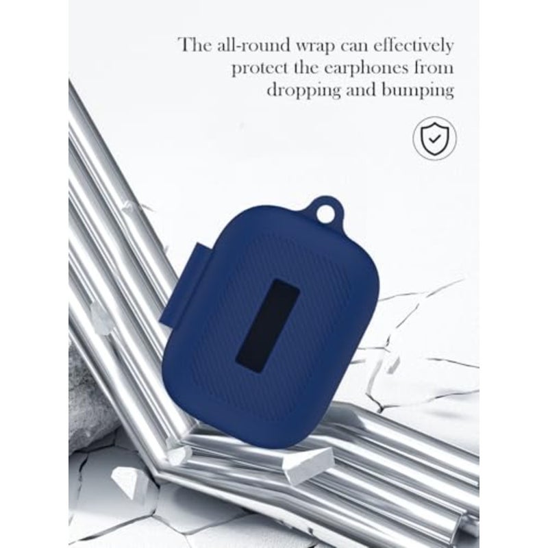 Case for EarFun Air Pro 4 Wireless Earbuds, Soft Protective, Shockproof, Silicone Case Cover with Keychain and Cleaning Kit and Lanyard-Blue - Image 2