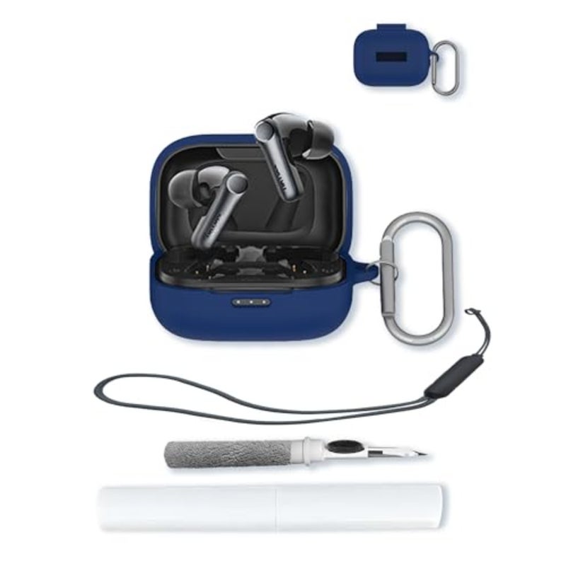 Case for EarFun Air Pro 4 Wireless Earbuds, Soft Protective, Shockproof, Silicone Case Cover with Keychain and Cleaning Kit and Lanyard-Blue - Image 1