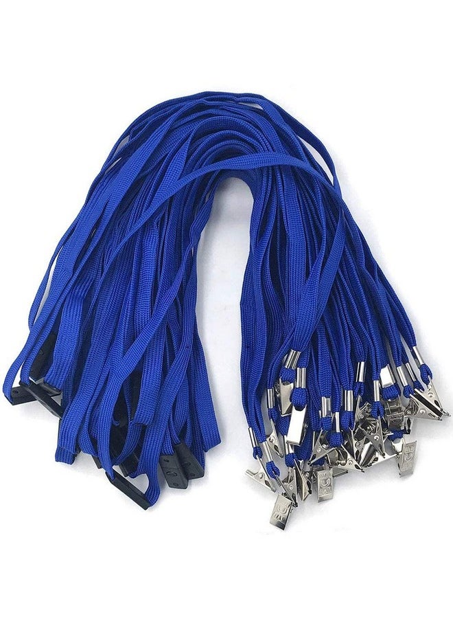 Bird Fiy Lanyards Breakaway Bulk Blue Lanyards Neck Flat Safety Badge Lanyard Bulldog Clip (Blue 50 Pcs)  - Image 1