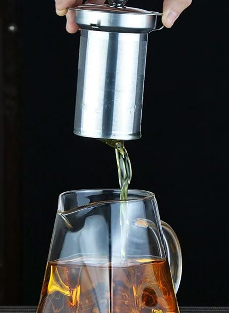 إبريق شاي زجاجي، مصفاة من الفولاذ المقاوم للصدأ، إبريق شاي مقاوم للحرارة، مع مصفاة قابلة للإزالة ومقبض (مربع 750 مل) - Image 5
