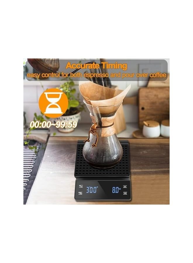 PROMASS Coffee Scale with Timer 3kg/0.1g High Precision Pour Over Drip Espresso Scale with Back-Lit LCD Display (Batteries Included) - Image 5