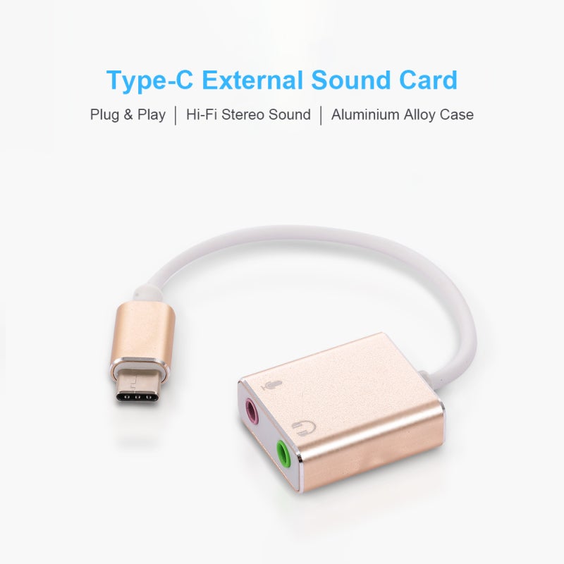بطاقة صوت خارجية من نوع USB C: منفذين مزدوجين من النوع 3.5 مم، قم بالتوصيل والاستخدام - غلاف متين من سبائك الألومنيوم، صوت ستيريو عالي الجودة لأجهزة ويندوز، ماك أو إس، لينكس (الأجهزة المحمولة والألواح) - Image 3