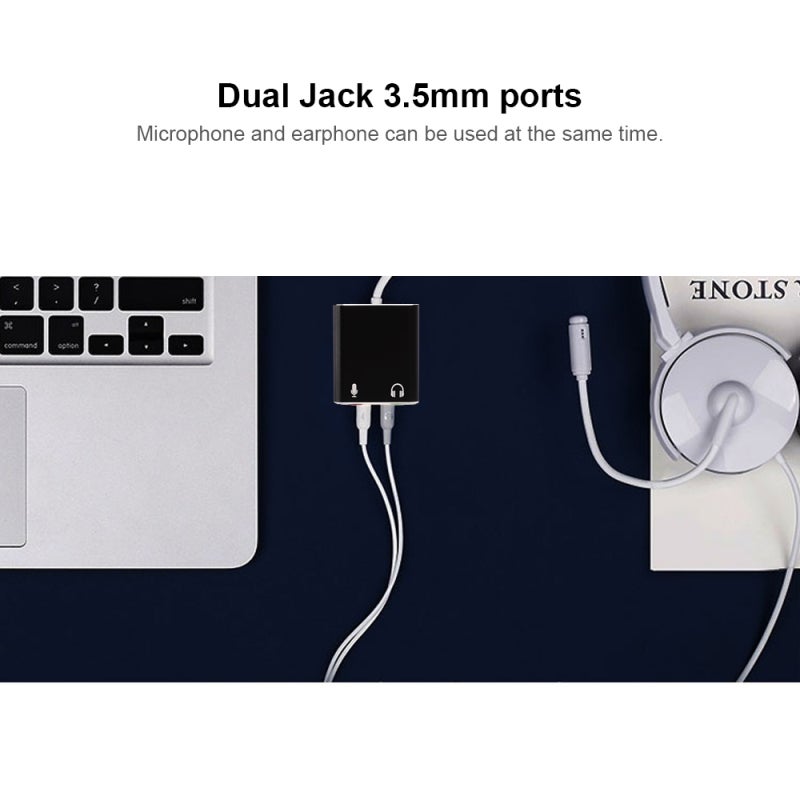 بطاقة صوت خارجية من نوع USB C: منفذين مزدوجين من النوع 3.5 مم، قم بالتوصيل والاستخدام - غلاف متين من سبائك الألومنيوم، صوت ستيريو عالي الجودة لأجهزة ويندوز، ماك أو إس، لينكس (الأجهزة المحمولة والألواح) - Image 2