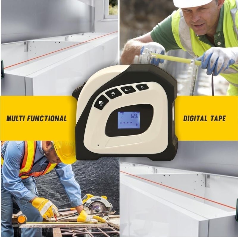 TOMAHAWK 2 in 1 Digital Laser Tape Measure 5M Laser Distance Meter Display On Backlit LCD Screen with 16ft5m AutoLock Measuring Tape - Image 5