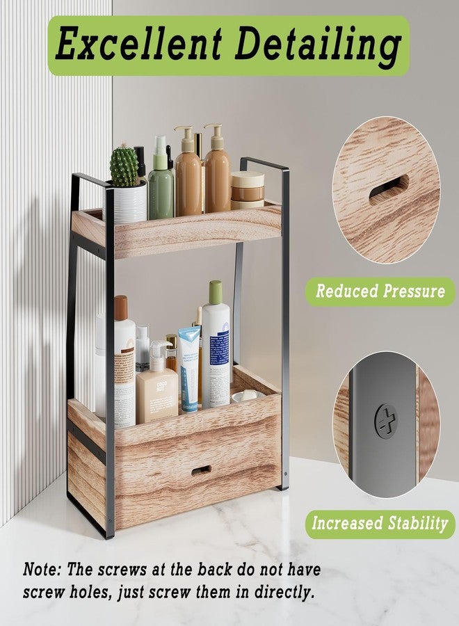 Boulphia 2-Tier Countertop Bathroom Organizer with Drawers, Wood & Metal, Retro Style, Bathroom Vanity Organizer - Image 4
