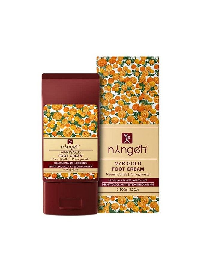 ningen - Marigold Foot Cream I Infused With Neem Coffee And Pomegranate Extracts I Dermatologically Tested Paraben Free I Softens Repairs And Heals Ultra Dry Skin And Cracked Heels I 100G - Image 1