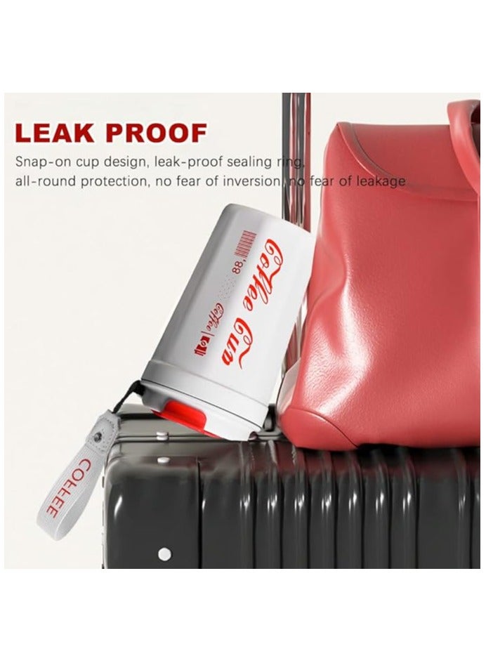 Cdemiy Thermos Coffee, Insulated Mug, Stainless Steel Travel Mug with Lid, Insulated Cup for Cafe Reusable, Leakproof Insulated Bottle for Cold Hot Drinks (White) - Image 3