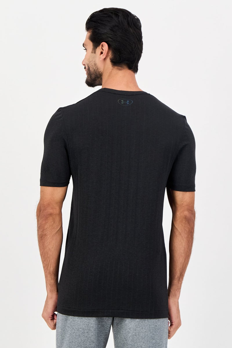 UNDER ARMOUR تي شيرت تدريب قصير الأكمام للرجال، أسود - Image 2
