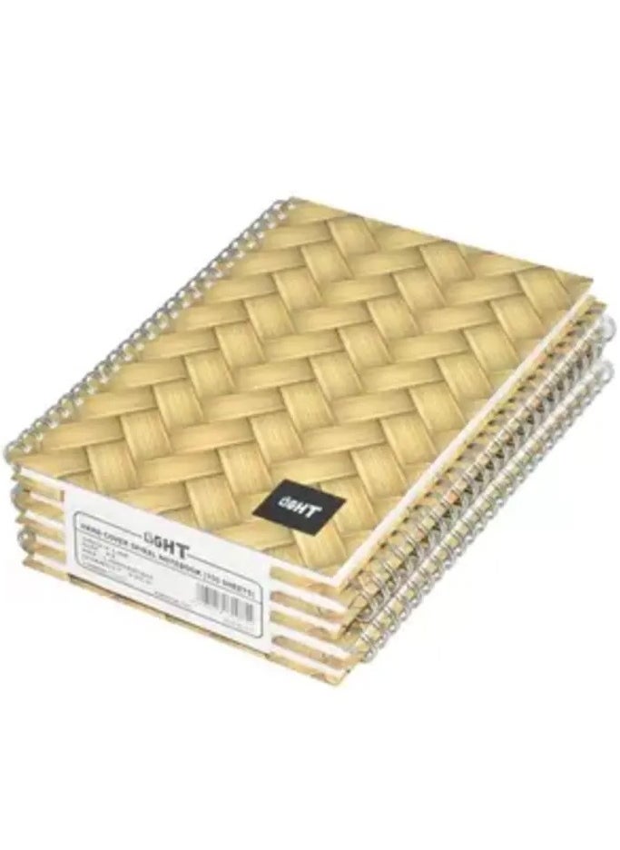 Light 5-Piece Light Spiral Hard Cover Notebook, Single Ruled, (100 Sheets), A5 Size - LINBSA51607 