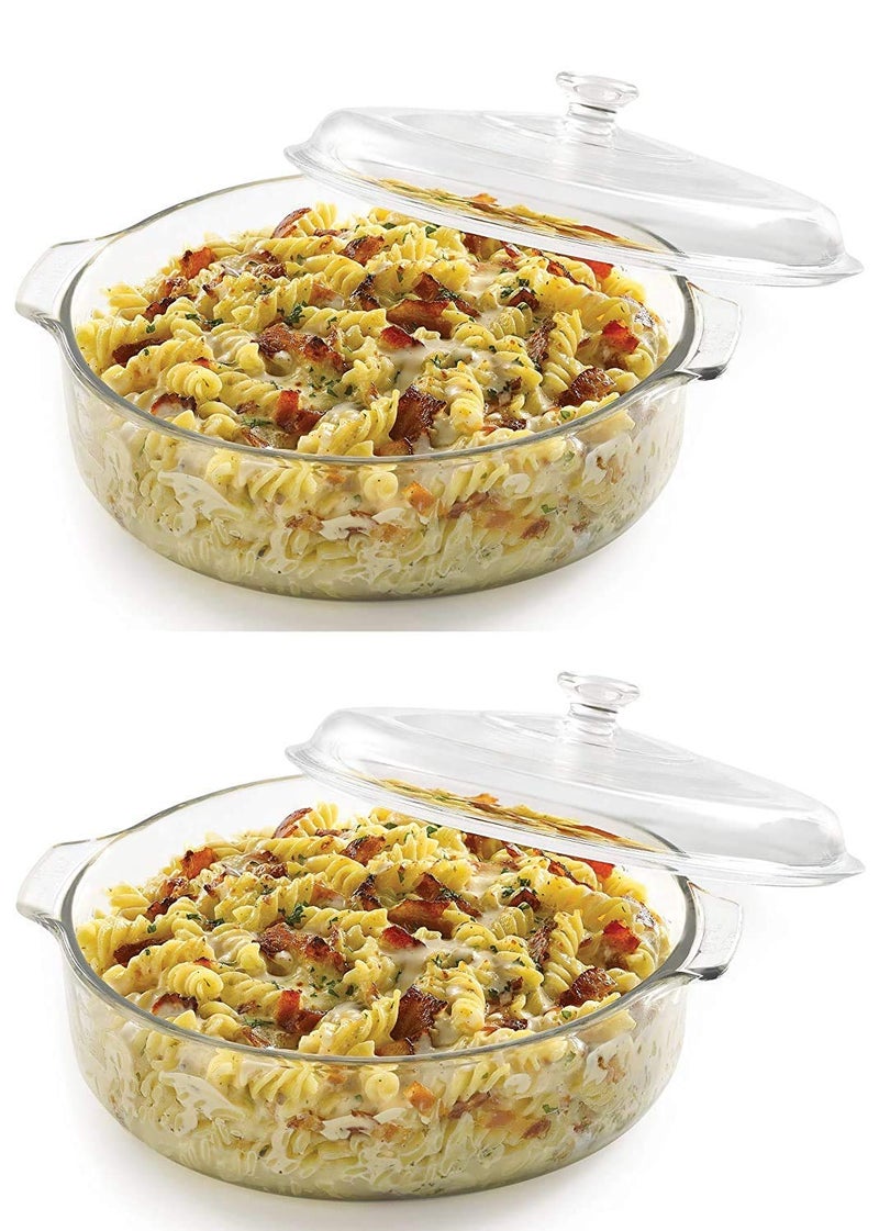 Diablos Borosilicate Glass Serving Bowl Set with Glass Lid 1 Liter Microwave Oven Safe Heat and Cold Proof Rice Bowl for Cooking Serving Storing and Reheating 100 Tempered Glass Pack of 2 - Image 1