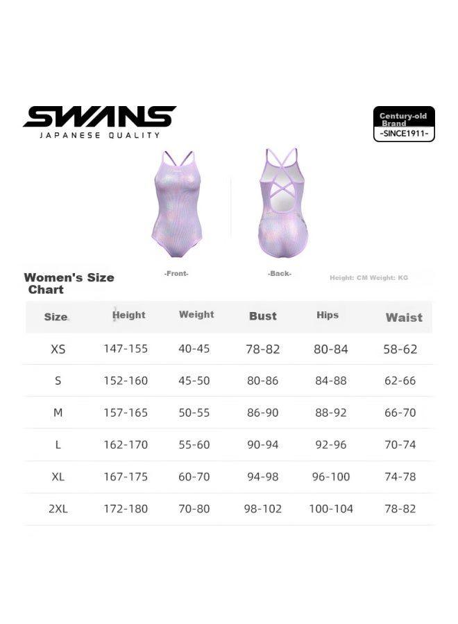 Speed Vision Suanshi Women's One-piece Swimsuit, Triangle Design, Chlorine-resistant, Sun-protective, Water-repellent, Professional Training, Quick-drying, Slim-fit Swimwear, Purple, Size L - Image 2