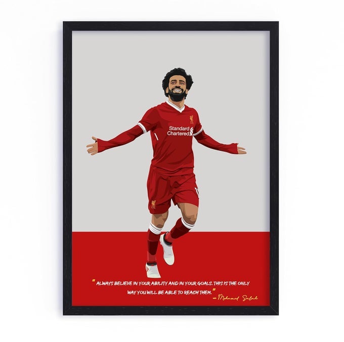 QUOTE UNQUOTE ART MOHAMMED SALAH FRAMED POSTER LIVERPOOL FRAMES 13X17 INCHES BLACK FRAME