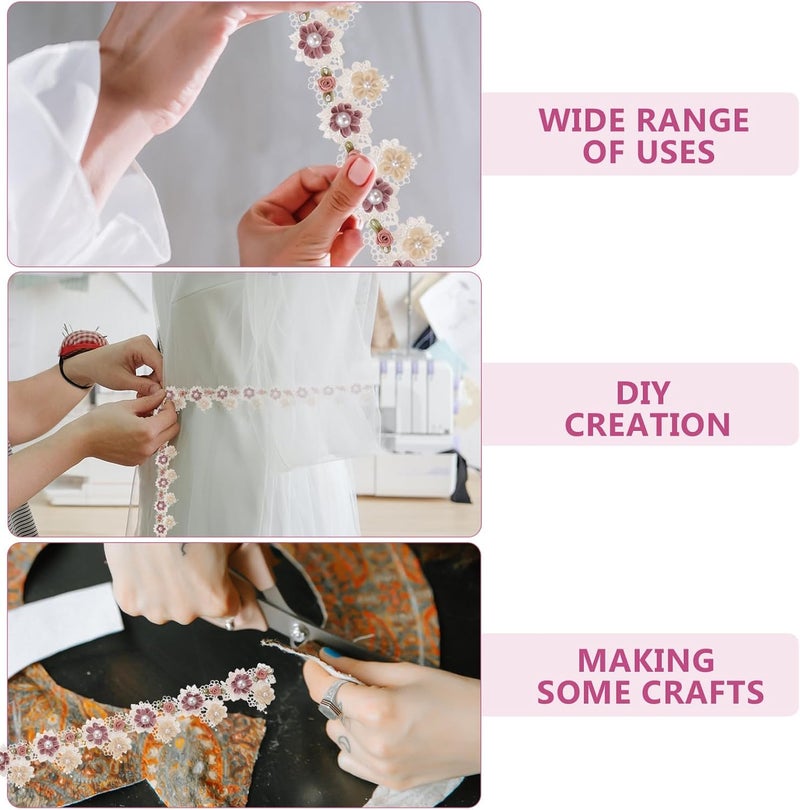 Embroidery Lace Trim and Organza Floral Ribbon for DIY Sewing Crafts, 5.5cm Wide 50cm Length, Ethnic Clothing Accessories for Handmade Dress Decoration - Image 3
