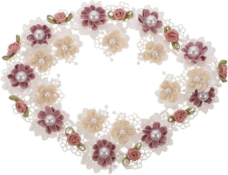 Embroidery Lace Trim and Organza Floral Ribbon for DIY Sewing Crafts, 5.5cm Wide 50cm Length, Ethnic Clothing Accessories for Handmade Dress Decoration - Image 1