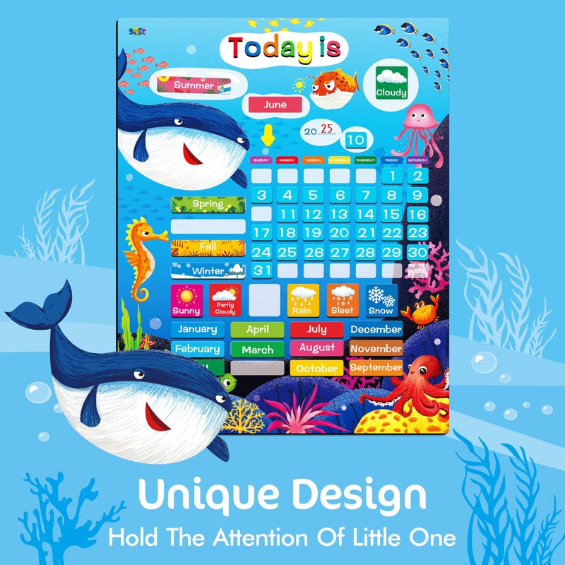 SpriteGru Magnetic Learning Calendar Portable Educational Learning Tool for Preschool or Toddler Age (The Ocean Version) - Image 2