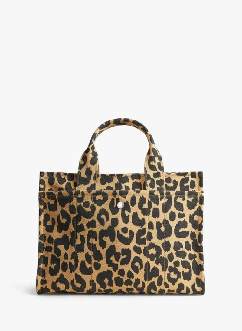COACH Cargo Tote Bag With Leopard Print In Canvas